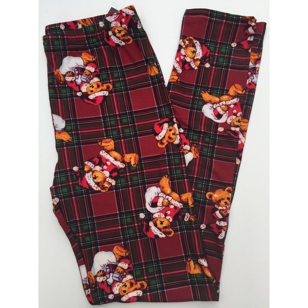 Christmas Plaid Santa Bears with Buttery Soft Leggings - One Size 2-12